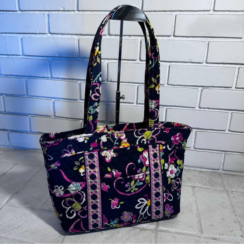 VERA BRADLEY Multicolor Print Floral Navy Blue Purse Handbag